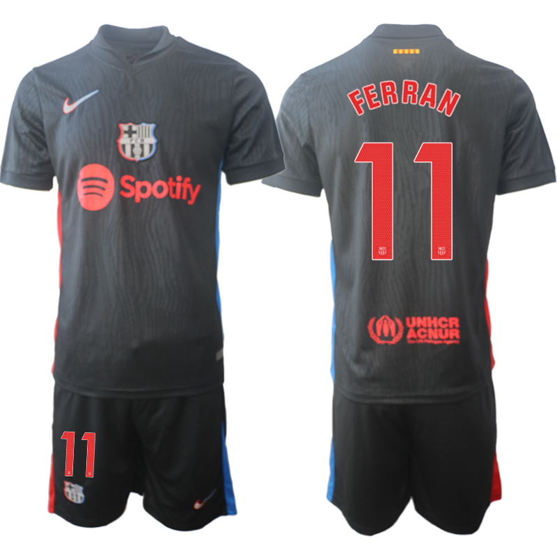 Men 2024-2025 Club Barcelona away Black #11 Soccer Jersey->barcelona jersey->Soccer Club Jersey